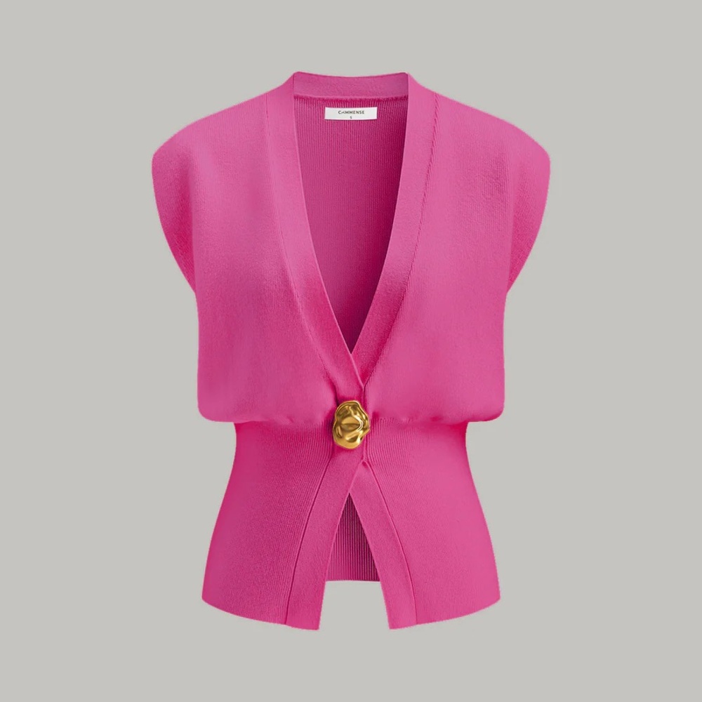 Commense V-Neck Buttoned Detail Sweater Vest